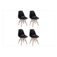 Conjunto 4 Cadeiras Charles Eames Eiffel Concha Fixa - PRETO