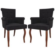 Kit 02 Cadeiras Sala de Jantar Belford Pés Madeira Veludo Preto G48 - Gran Belo