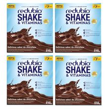 Kit com 4 Redubío shake e vitaminas delicioso sabor de chocolate Cimed 210g