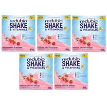 Kit com 5 Redubío shake e vitaminas delicioso sabor de morango Cimed 210g