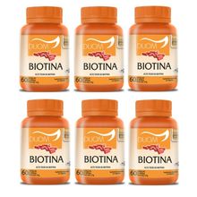 Kit com 6 Biotina Vitamina B7 1 Cápsula Ao Dia - Saúde do Cabelo, Pele e Unhas Duom 60 Capsulas