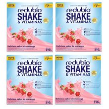 Kit com 4 Redubío shake e vitaminas delicioso sabor de morango Cimed 210g
