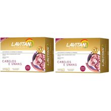 Kit com 2 Lavitan Hair Cabelos E Unha Biotina Cimed 60 Cápsulas