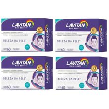 Kit com 4 Lavitan MAIS BEAUTY Beleza da Pele e Unhas Com Colágeno para firmeza da Pele Rosto Barriga e Bumbum Cimed 60 C