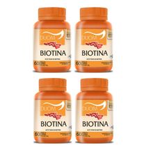 Kit com 4 Biotina Vitamina B7 1 Cápsula Ao Dia - Saúde do Cabelo, Pele e Unhas Duom 60 Capsulas