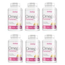 Kit com 6 Omega Femme - Óleo de Prímula, Borragem, Linhaça e Vitamina Duom 120 Cápsulas