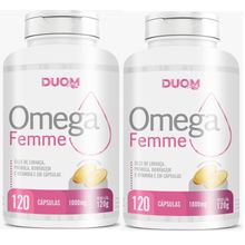 Kit com 2 Omega Femme - Óleo de Prímula, Borragem, Linhaça e Vitamina Duom 120 Cápsulas