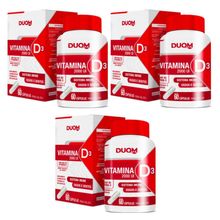 Kit com 3 Vitamina D3 2000UI Alto Teor de Vitamina D 1 Cápsula ao Dia Duom 60 Cápsulas