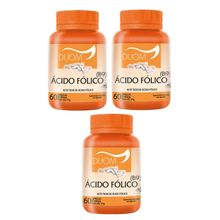 Kit com 3 Vitamina B9 (Ácido Fólico)Duom 60cps 250mg