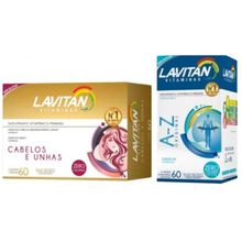 Kit Lavitan Hair Cabelos E Unhas c/ Biotina 60Cáps +1 Lavitan A-Z C/60 Cimed