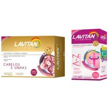 Kit Lavitan Hair Cabelos E Unha  com Biotina Cimed 60 Cápsulas + 1 Lavitan Mulher c/60