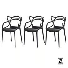 Kit Com 3 Cadeira Allegra Masters 100% Polipropileno Preta