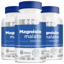 COMBO 3 MAGNÉSIO MALATO PURO 60 CÁPS CADA TOTAL 180 - DUOM
