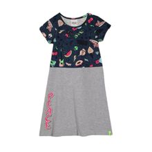 Vestido Infantil Azul Marinho e Cinza Tamanho 8 - Elian