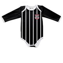 Body Bebê Corinthians Listrado Longo Proteção UV Oficial