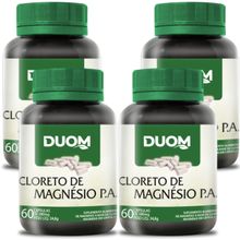 COMBO 4 CLORETO DE MAGNÉSIO PA 60 CAPS CADA TOTAL 240 - DUOM