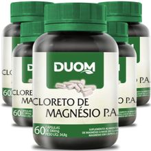 COMBO 5 CLORETO DE MAGNÉSIO PA 60 CAPS CADA TOTAL 300 - DUOM