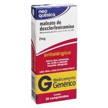 Maleato de Dexclorfeniramina 2mg 20 comprimidos Neo Química