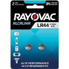 Bateria Alcalina Rayovac LR44 1.5V 2 Unidades
