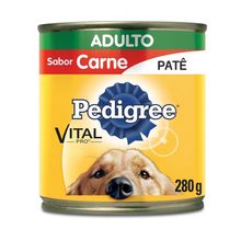 Ração Úmida Pedigree Lata Patê de Carne Para Cães Adultos 280g
