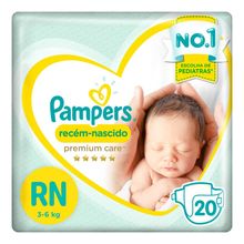 Fraldas Pampers Recém Nascido Premium Care com 20 unidades