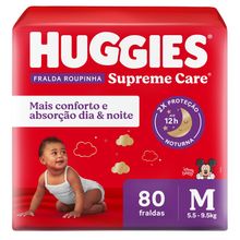 Fralda Descartável Huggies Supreme Care Roupinha M 80 Unidades