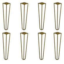 Kit 8 Pés de Metal 30 CM Hairpin Legs Mesa de Canto Rack e Puffs Dourado