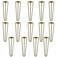 Kit 14 Pés de Metal 30 CM Hairpin Legs Mesa de Canto Rack e Puffs Dourado