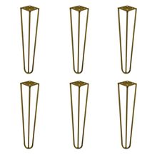 Kit 6 Pés de Metal 30 CM Hairpin Legs Mesa de Canto Rack e Puffs Dourado G41