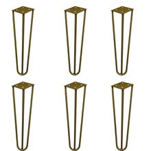 Kit 6 Pés de Metal 25 CM Hairpin Legs Rack e Puffs Dourado