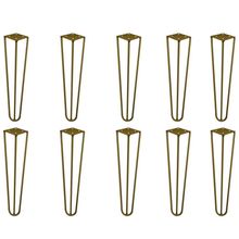 Kit 10 Pés de Metal 30 CM Hairpin Legs Mesa de Canto Rack e Puffs Dourado