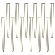 Kit 12 Pés de Metal 90 CM Hairpin Legs Aparador e Mesa de Canto Dourado