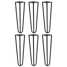 Kit 6 Pés de Metal 30 CM Hairpin Legs Mesa de Canto Rack e Puffs Preto G41