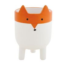 Cachepot "Raposa" Branco E Laranja em Cerâmica 13 cm - D'Rossi