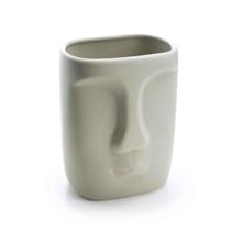 Cachepot Decorativo em Cerâmica Rosto Cinza 17x14 cm - D'Rossi