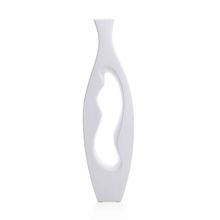 Vaso Decorativo em Cerâmica Vasado Branco 39,5x12 cm - D'Rossi
