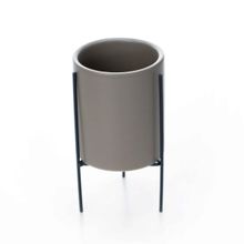 Cachepot Cinza com Suporte em Metal G 15X8 cm - D'Rossi