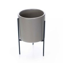 Cachepot Cinza com Suporte em Metal M 13X8 cm - D'Rossi