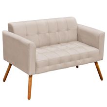 Poltrona Namoradeira Decorativa Pés Palito Karen Suede Bege - Gran Belo