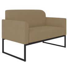 Poltrona Namoradeira Decorativa Isabella Base Industrial Suede Nude/Preto - Gran Belo