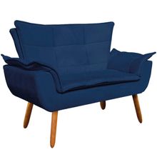 Poltrona Namoradeira Pés Palito Charger Suede Azul Marinho - Gran Belo