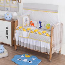 Kit para Berço Bebê Dinossauro 10 Peças - Cinza