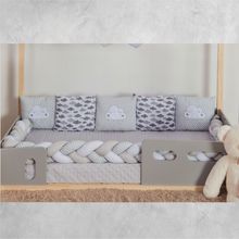 Kit para Berço Bebê Montessoriano Nuvem 7 Peças - Cinza