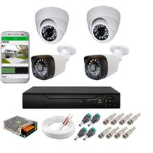 Kit cftv 4 cameras de segurança hd 2 internas dome e 2 externas bullet + dvr 4ch full hd
