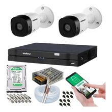 Kit 2 Camera de Seguranca Intelbras Bullet vhl 1120b Externa Dvr 4 canais multi hd