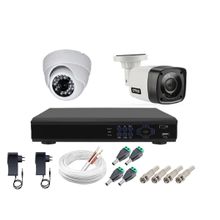 Kit cftv 2 cameras de segurança hd 1 internas dome e 1 externas bullet + dvr 4ch full hd