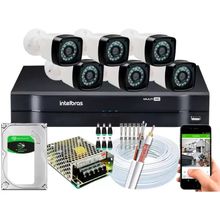 Kit 6 Câmeras de Segurança HD Dvr 8 Ch Intelbras