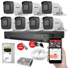Kit CFTV 7 Câmeras de Segurança Hikvision Colorvu Imagens Noturnas Coloridas Full HD 1080p c/hd 1TB