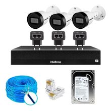 Kit Cftv 3 Câmeras Ip Intebras 1130 Nvd Intelbras 1404