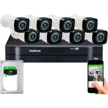 Kit 8 Câmeras De Segurança Residencial Dvr Intelbras 8ch Full Hd c/ hd 1TB